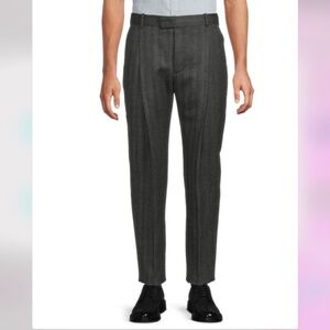 NWT $1240 Alexander McQueen 2022 Charcoal Gray Slim Woven Trousers Pants sz 50
